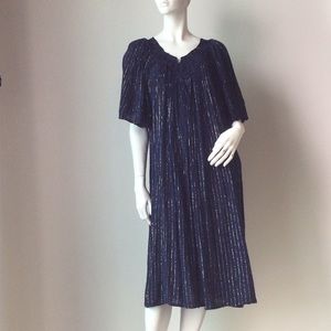 SCOOP NYC Navy W/Gold Thread Mesh Kaftan Dress
